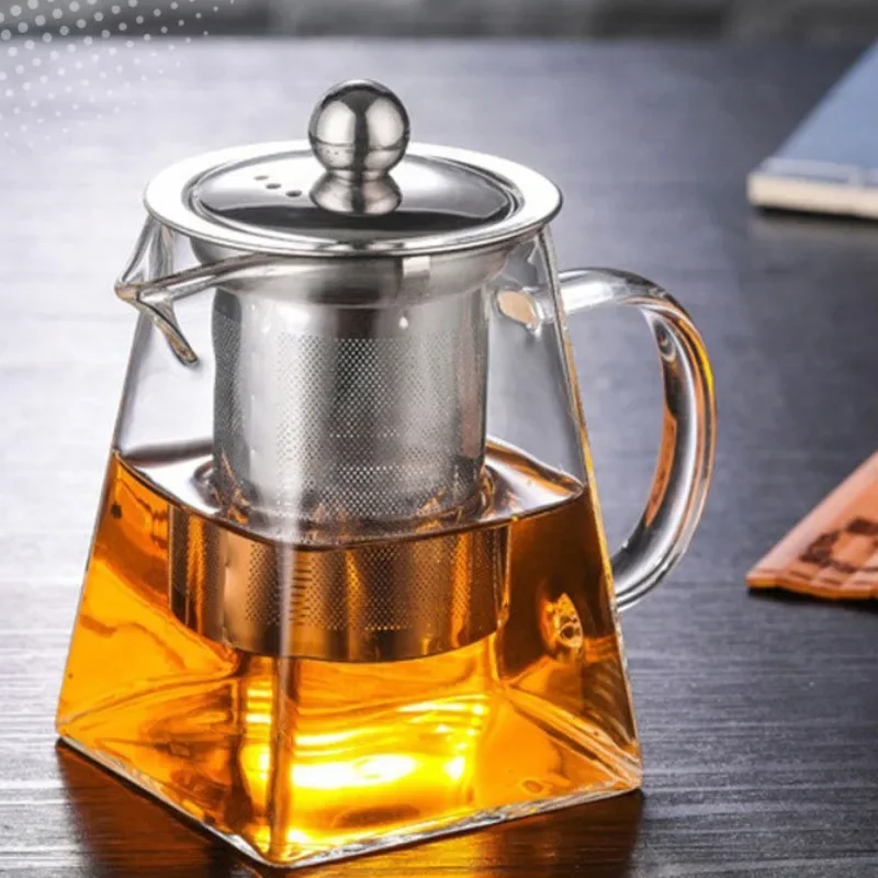 High Borosilicate Glass Tea Kettles with Strainer Maker Infusers Jug Teaware Home Office Kung Fu Puer Oolong Pot Clear Teapot