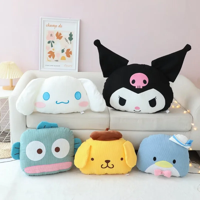 Sanrio Kuromi Car Headrest Neck Cartoon Plush Pillow Cushion Soft Corduroy Stuffed Doll Sofa Throw Pillow Home Decor Girl Gift