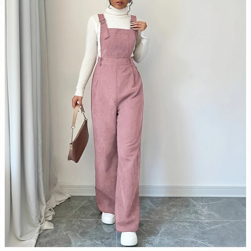 

Винтажные модные женские свободные повседневные вельветовые комбинезоны с прямыми штанинами в Merlot, коричневые сезонные модные брюки на весну и осень