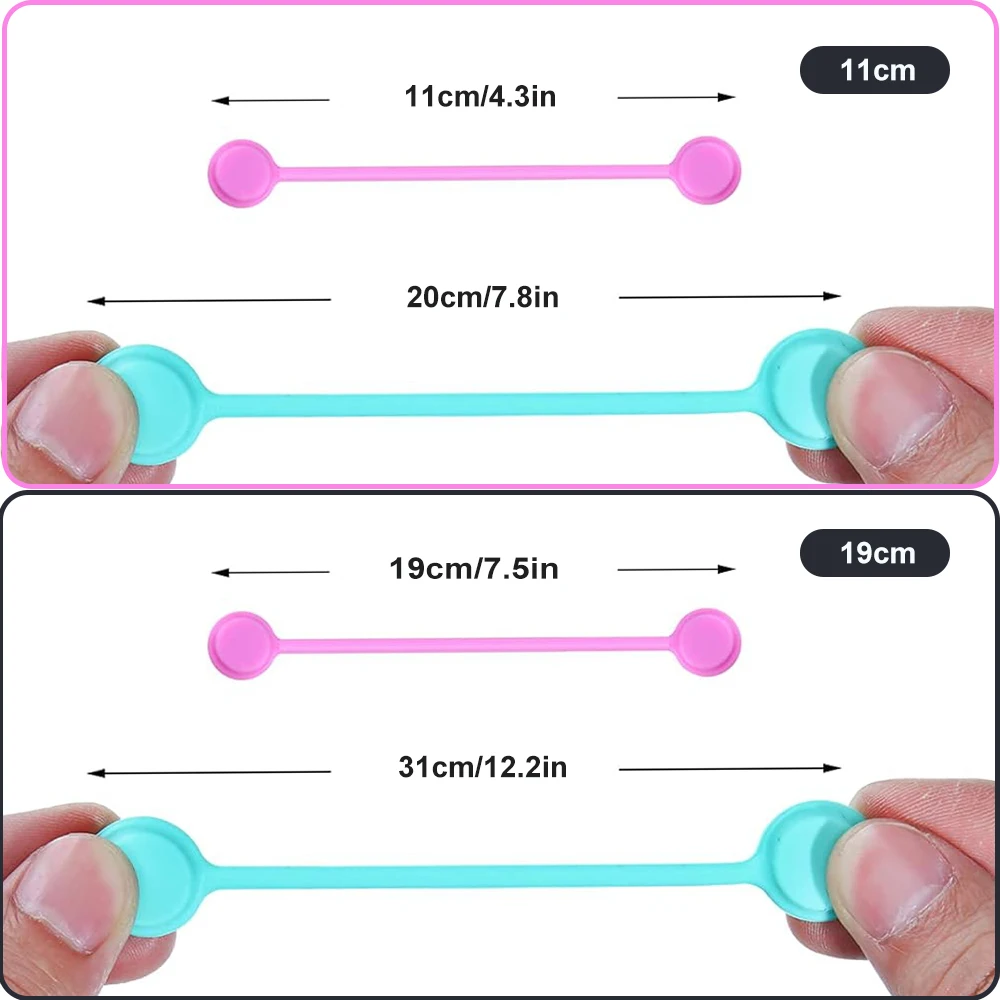 Upgraded Magnetic Cable Ties Silicone Cable Management Ties Magnet Twist Ties Reusable Cord Clips for Bundling, Organizing