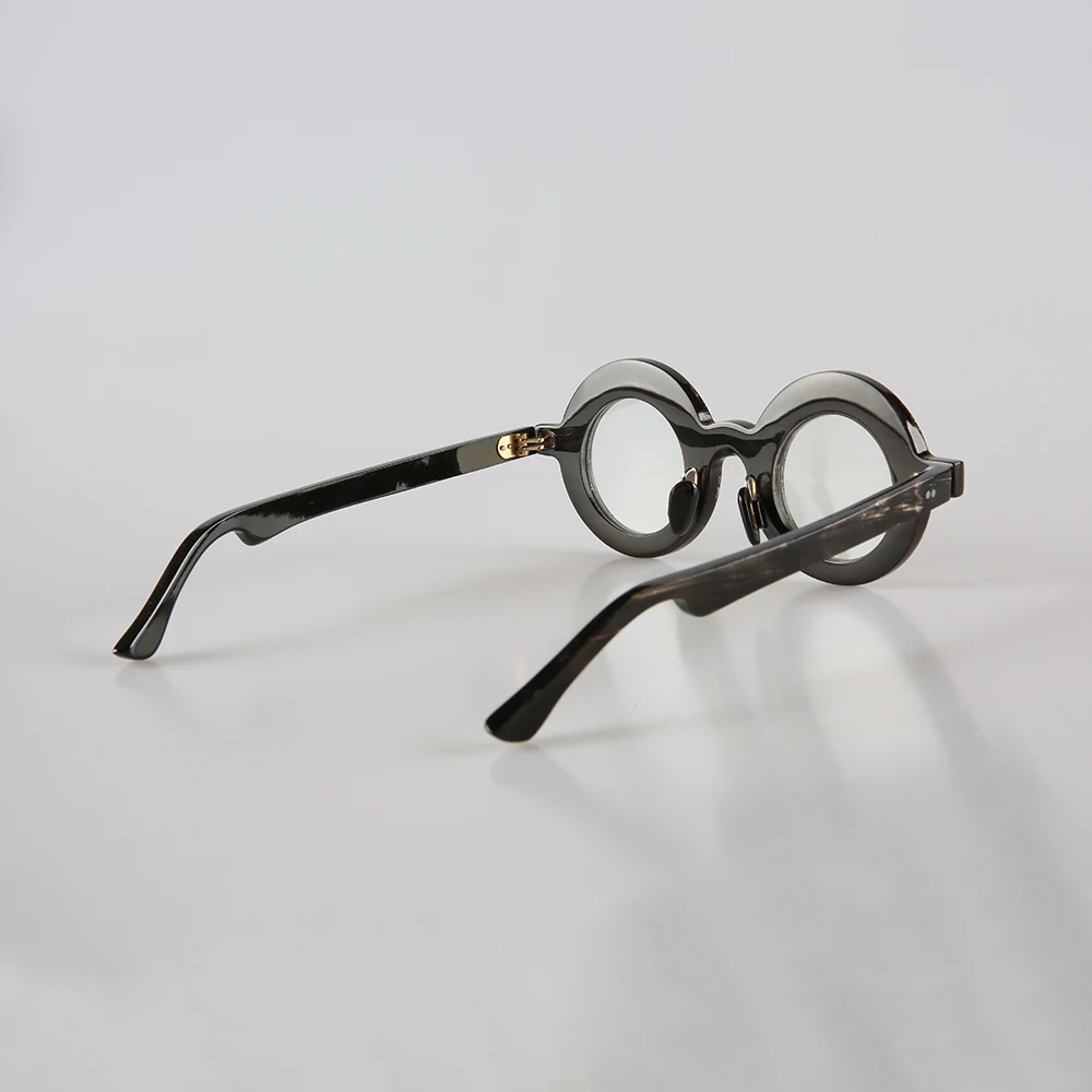 Women Eyeglass Frames Unique Vintage Round Retro Optical Lenses Stripes Handmade Buffalo Horn Pescription Man's Glasses Frames