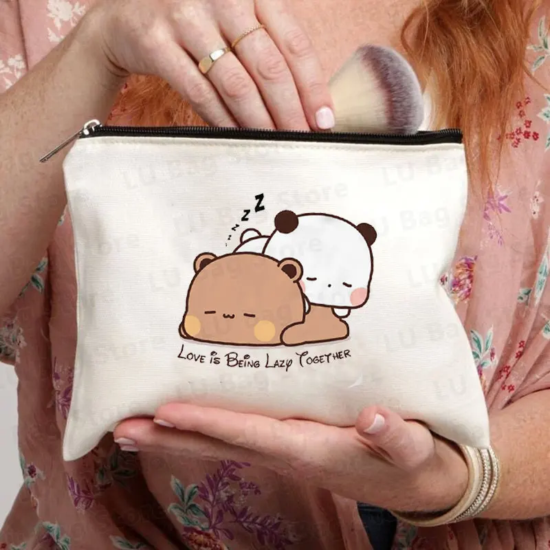 Cute Couple Little Bear Daily Print Children Travel Bag Cosmetic Pouch Lipstick Bag Make Up Pouch Bag for Woman Designer Bag