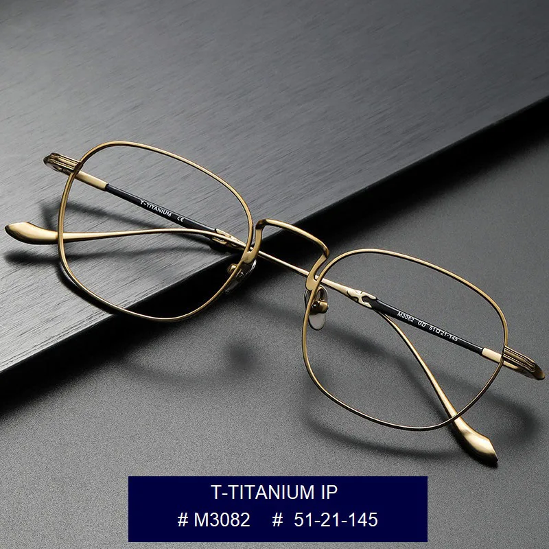 

EYELUYAN Unisex Business Eyeglasses Vintage Titanium Square Full Rim Optical Spectacle Prescription Myopia Eyewear Bronze Gold