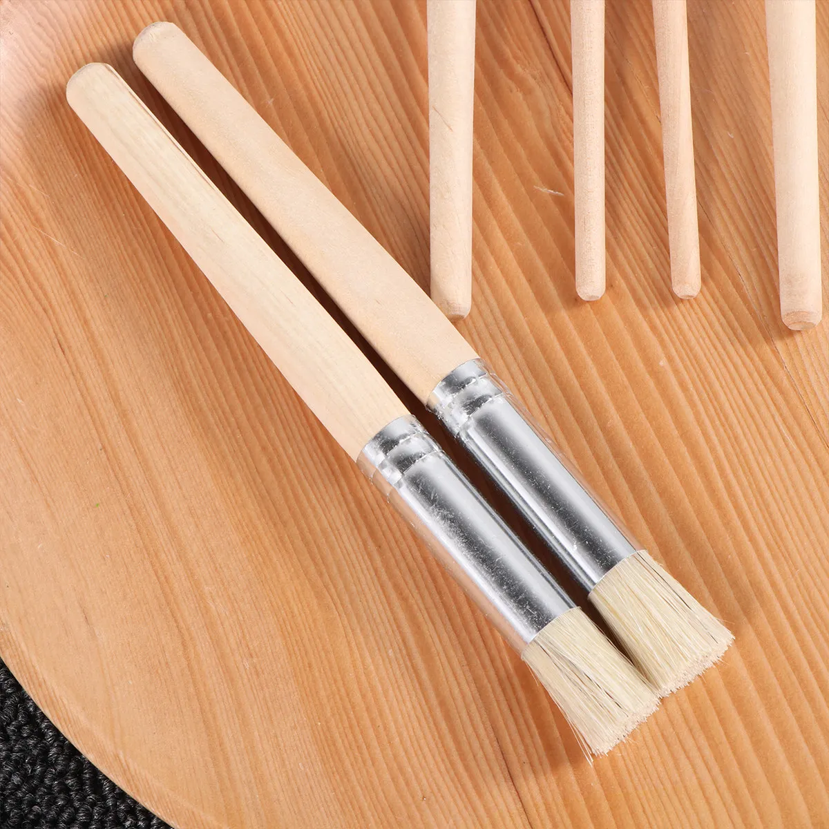 Oil Painting Brushes Set 12pcs Bristle Art Brushes for DIY Drawing, Easy Clean Log Design