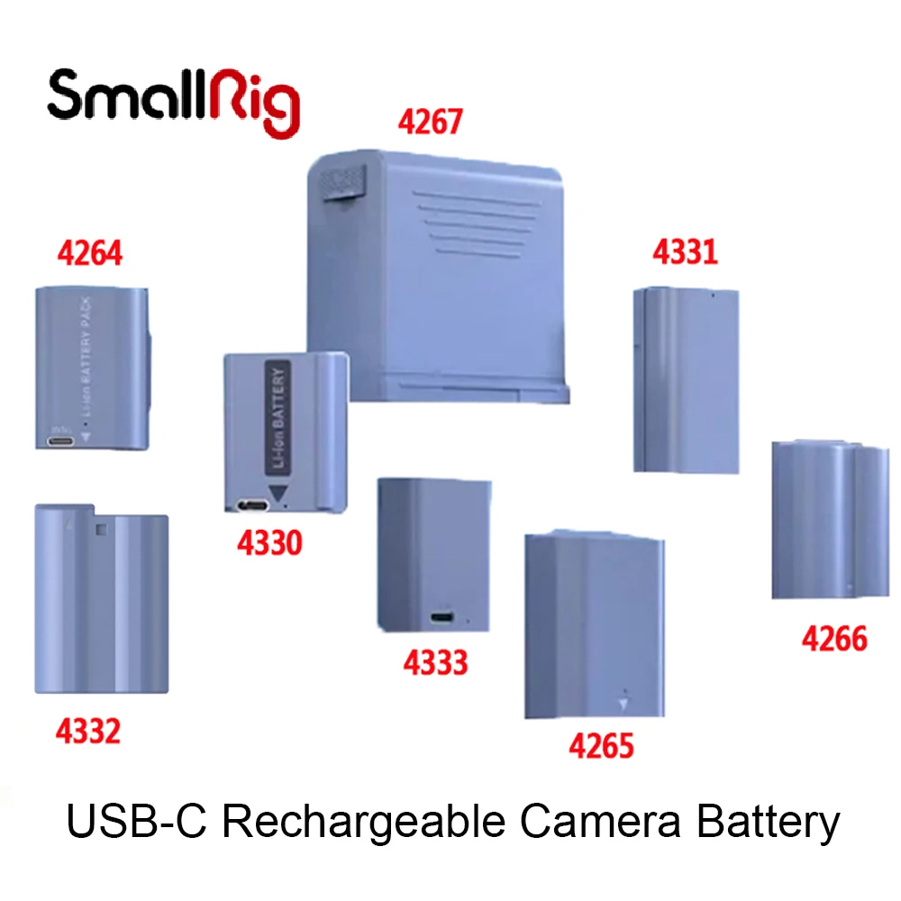 

SmallRig 4264//4266/4267/4330/4331/4333 LP-E6NH NP-FZ100/W235/F970/FW50/F550 EN-EL15C/EL25 USB-C Rechargeable Battery