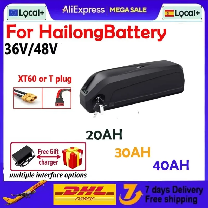 Batteria Hailong 48V di alta qualità 20Ah/30Ah/40Ah per motore Bafang BBS02 BBS03 BBSHD con BMS e spina personalizzabile - Nuova di zecca