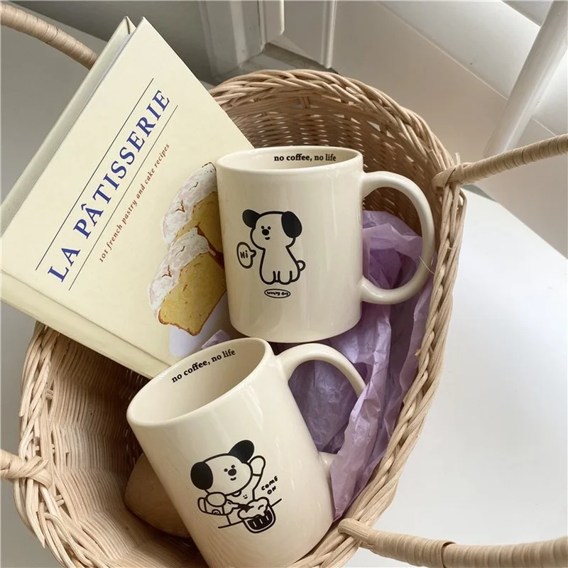 Original Design Ceramic Mug Cute Cartoon Dog Mugs Coffee Cups Kawaii Mug Tea Cup Couple Drinking Cup Set Christmas Gift