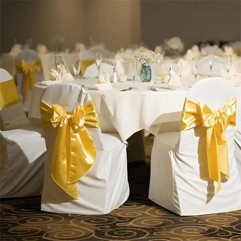 1Pcs Satin Chair Sashes Elegant Premium Quality Chair Ribbons Bows Chairs Tie Back Chairs Decoration For Wedding Banquet Party