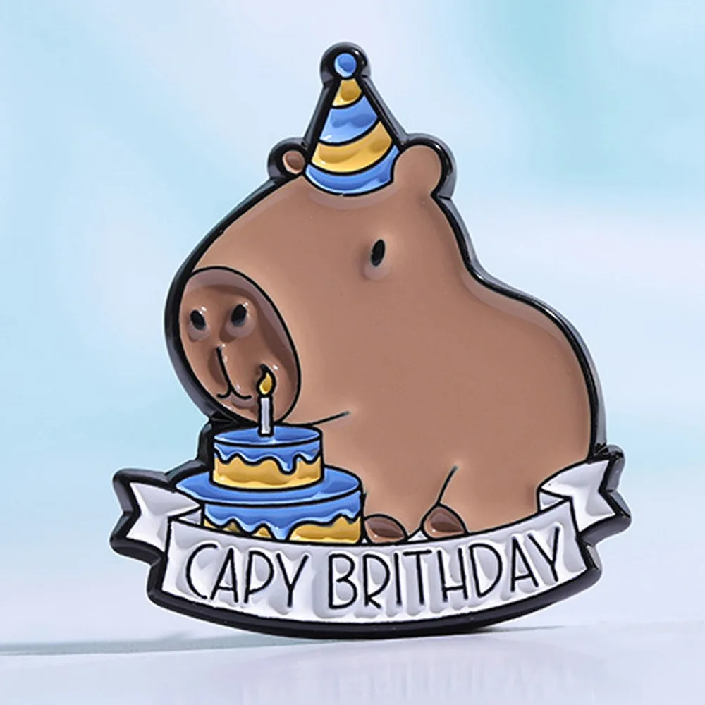 Джинсы, брошь в виде кофейной капибары, брошь в виде тако, животное, мультяшная булавка, милый металлический значок капибары из сплава, украшение для школьной сумки