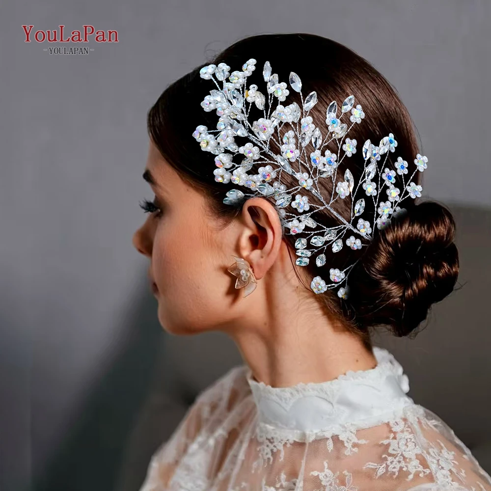 

TOPQUEEN Rhinestone Pearl Headwear Bride Wedding Headpiece Shiny Hairwear Bridesmaid Hair Accessories Handmade Headband HP916