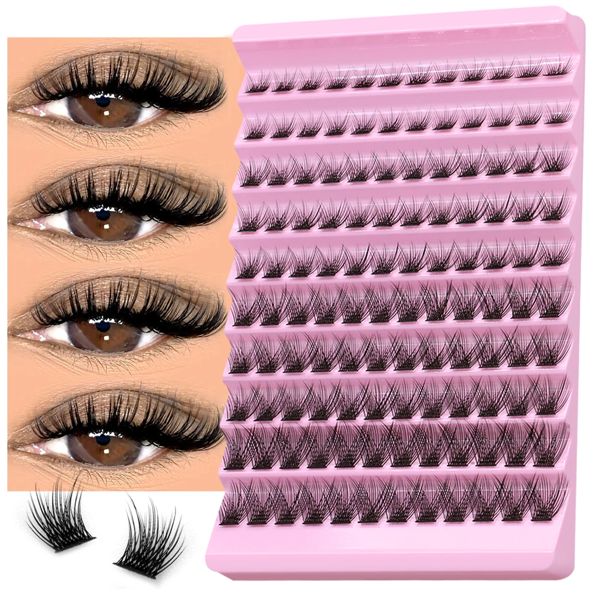 Groinneya diy kit de extensão de cílios individuais cluster mix lash d curl clusters cílios bond e selo ferramenta de maquiagem
