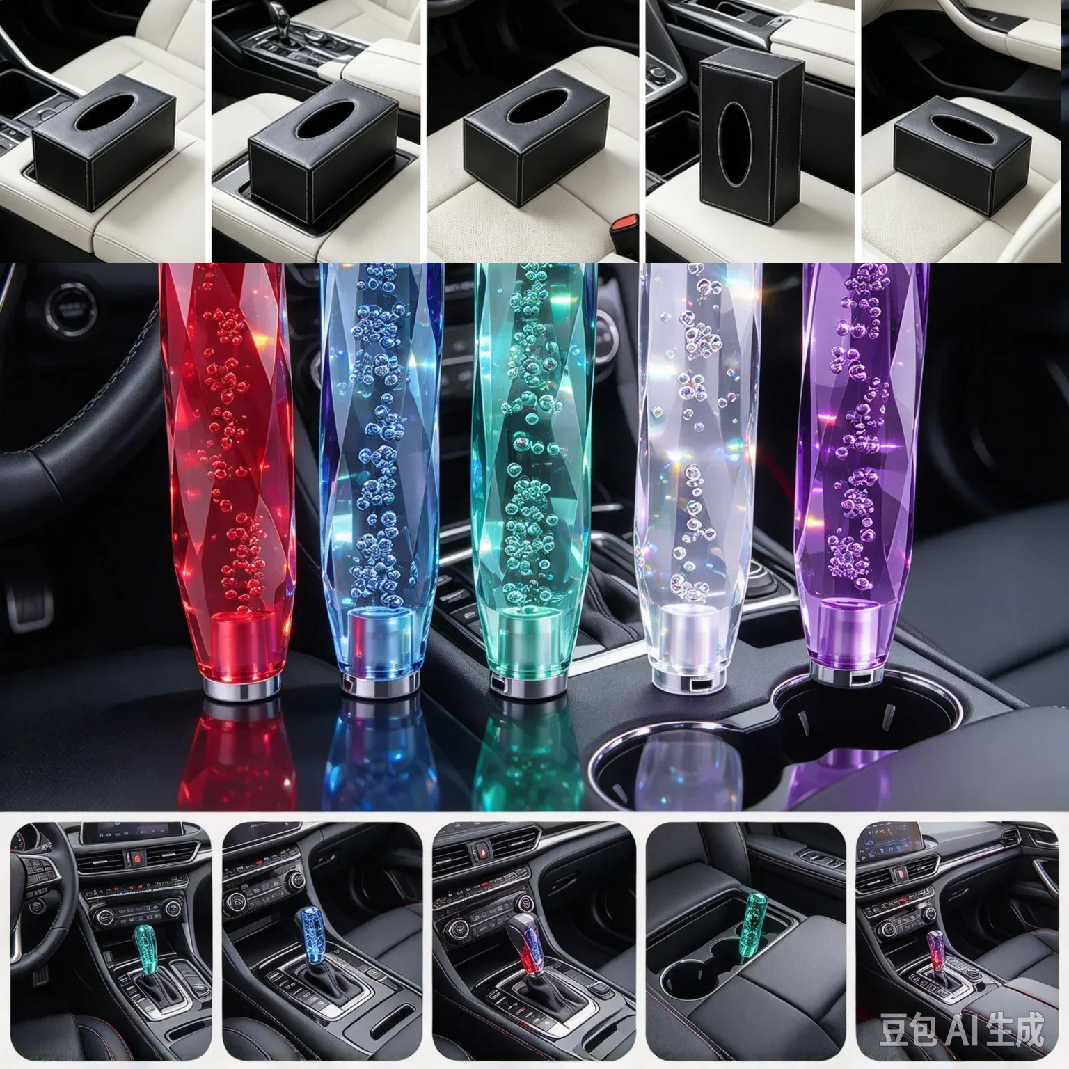 15cm Car Stitching Color Multicolor Gear Shift Knob Crystal Bubble Shifter Lever MT Fit For Honda Toyota Nissan Mitsubishi Ford