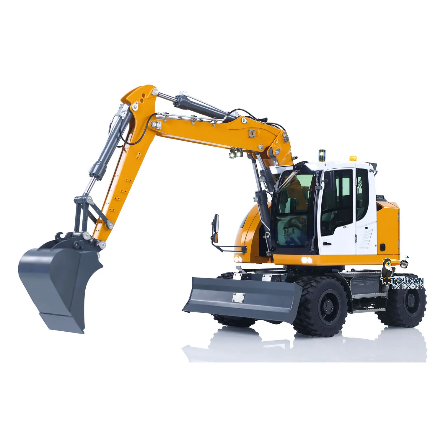 1/14 RC Hydraulic Wheeled Excavator 914 7CH Valve Digger 2WD/4WD Remote Control Engineering Vehicle RTR Axle Lock PL18EV Lite
