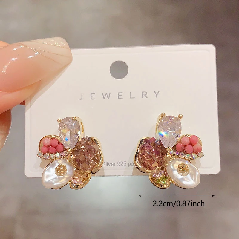 French Romantic Sexy Flower Stud Earrings 2025 New Jewelry Fashion Ear Accessories for Women and Gilrs Gift