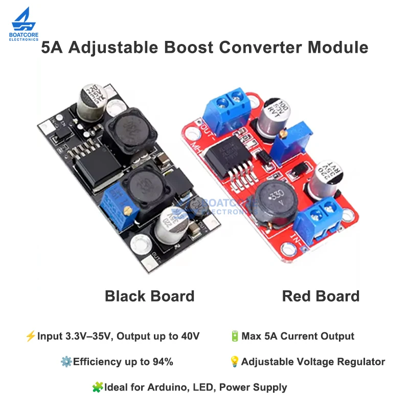 1PCS XL6019 DC-DC Step Up Power Module 3.3V-35V to 5V 6V 9V 12V 24V Boost Converter Adjustable Volt Regulator 5A for Arduino LED