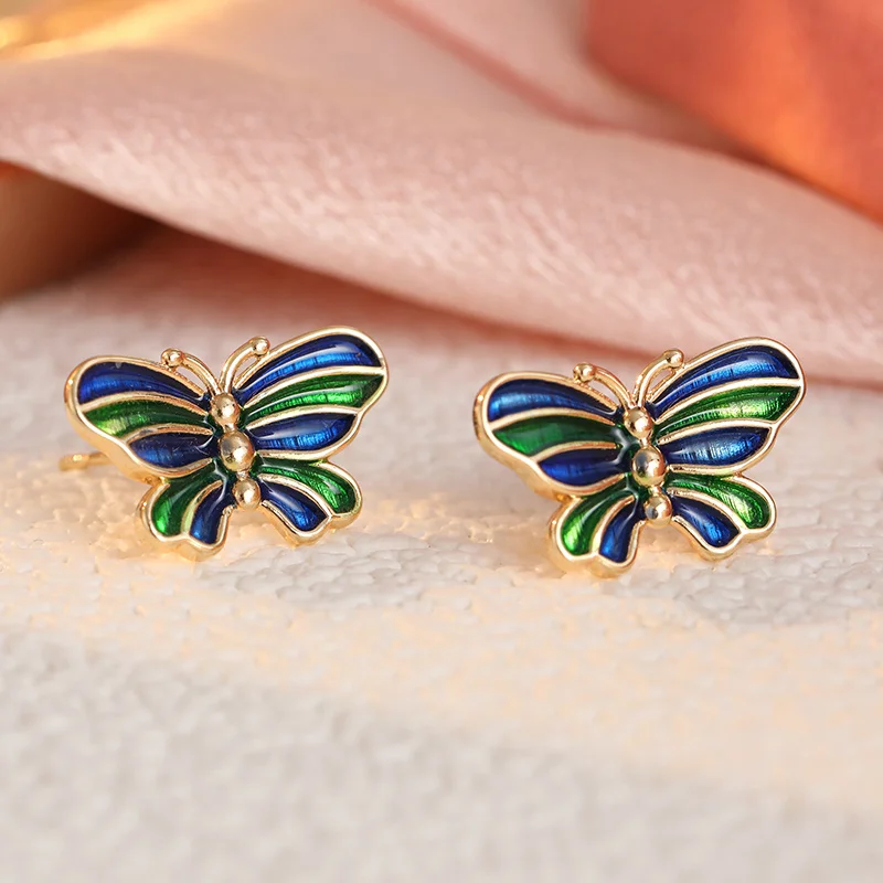 Women's Vintage Enamel Butterfly Shape Studs Earrings Minimalist Design Daily Party Commute Earrings Accessory Jewelry Gifts