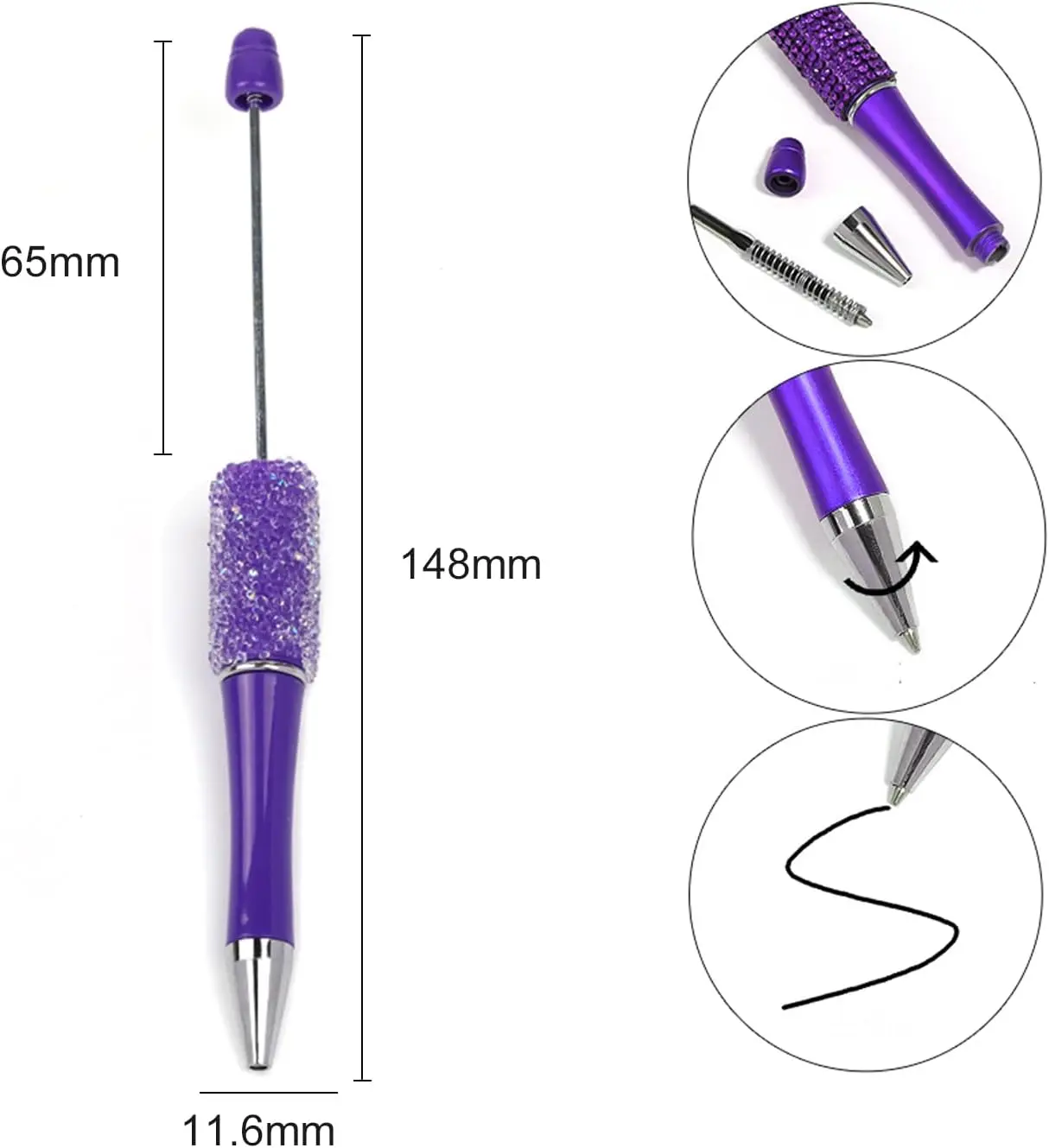 Diamond Pens with Crystal,Sugar Style Pens,Bead Pens,Beaded Pens Bulk,DIY Cute Cool Pens For Journaling Students Teacher