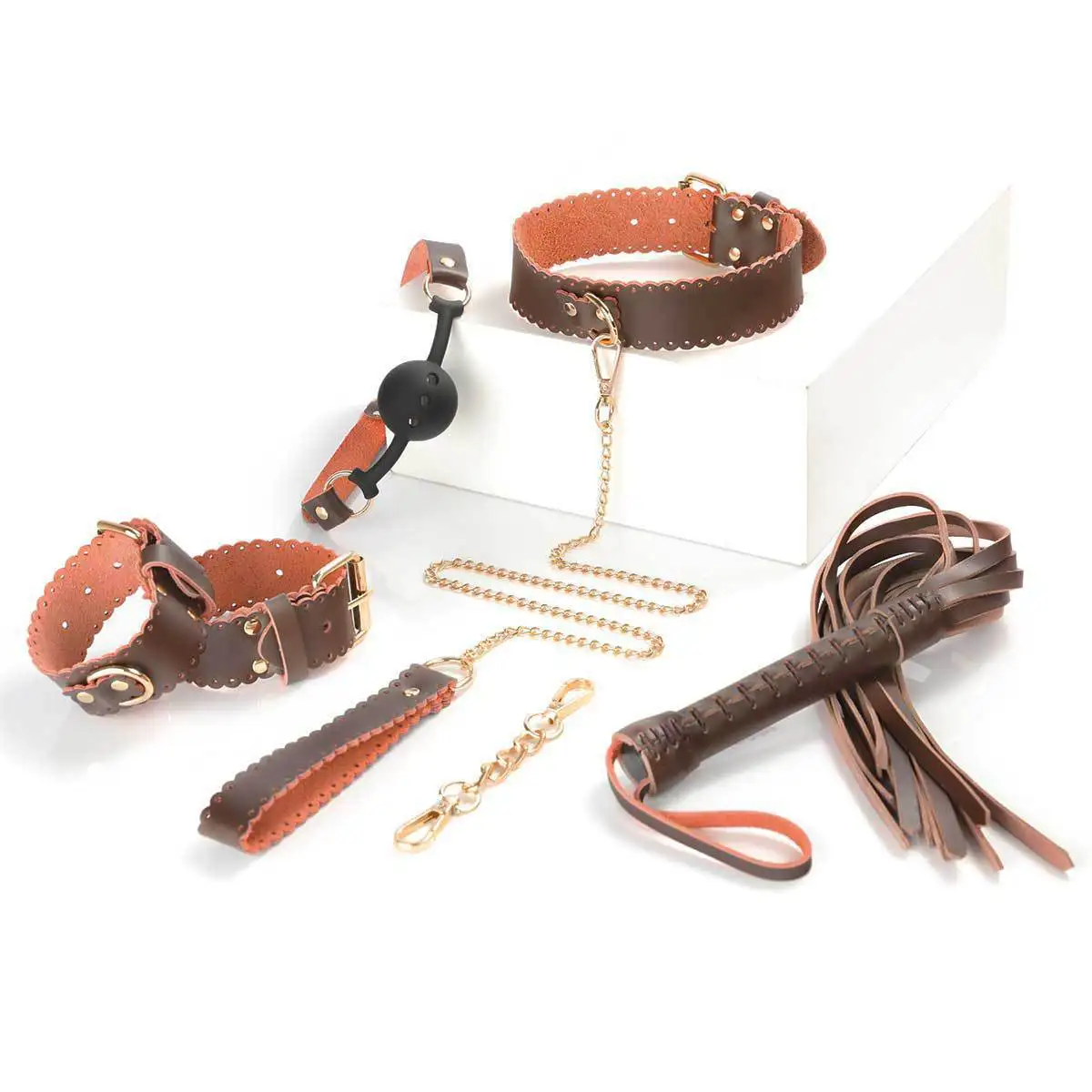 4-Pcs Set Punk Goth Neck Collar Fetish BDSM Choker Adult Game Bed Restraints Collar Sex Toy For Couples Woman Men Slave Bondage