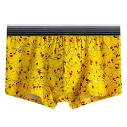 1pcs/Anime Pokemon Pikachu Panties Cartoon Cotton Boys Teenager Boxer Briefs Kawaii Cosplay Mid Waist Panties Youth Student Gift