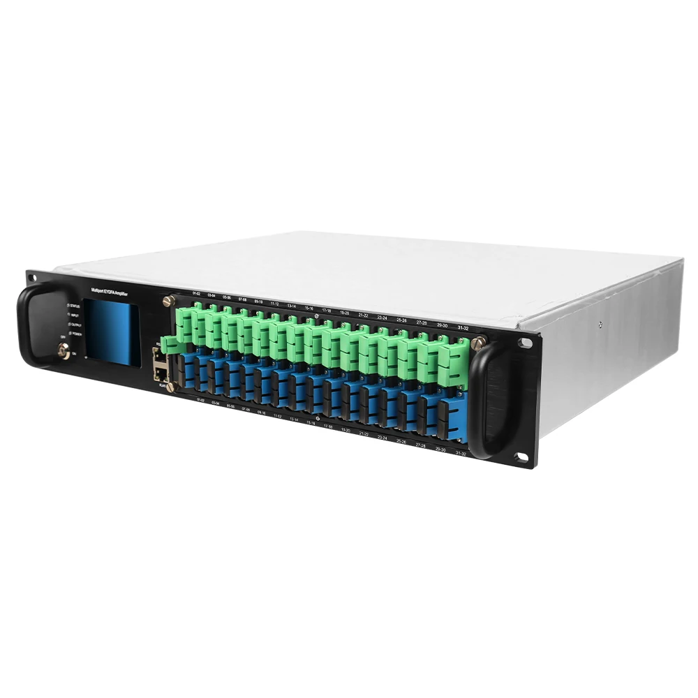 Amplificateur à fibre optique avec WDM, 1550nm, 2 entrées CATV, 32 ports CATV, EDFA, 23dBm