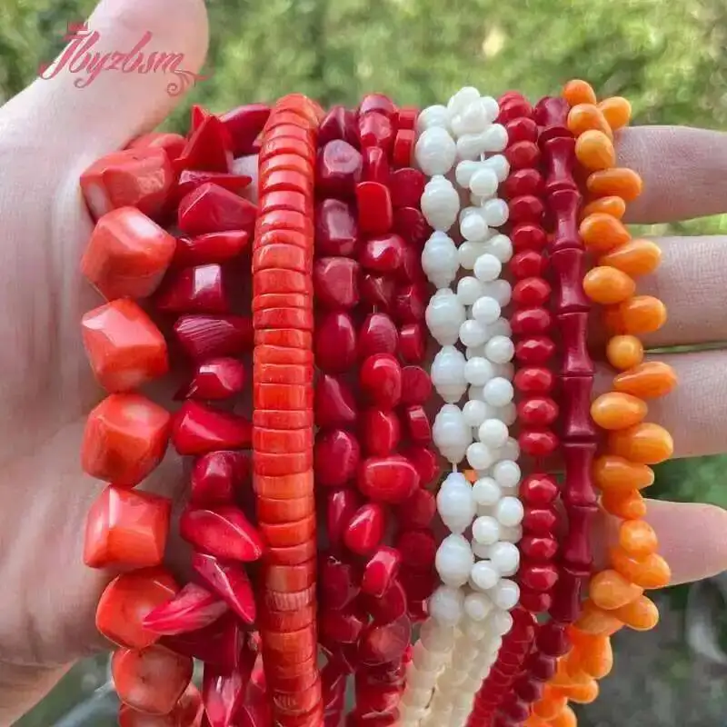 Natural Coral Freeform Stone Beads For Necklace Bracelets Earring Jewelry Making Spacer Strand 15 Inches DIY Loose Beads - Image 2