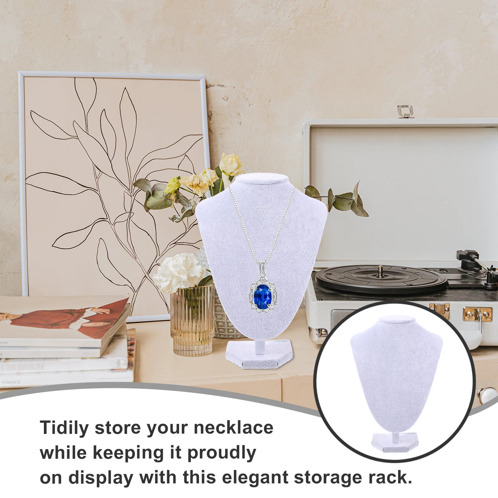 

Necklace Display Stand Elegant Jewelry Holder Organizer with Stable Support Realistic Mannequin for Showcases Jewelry Display