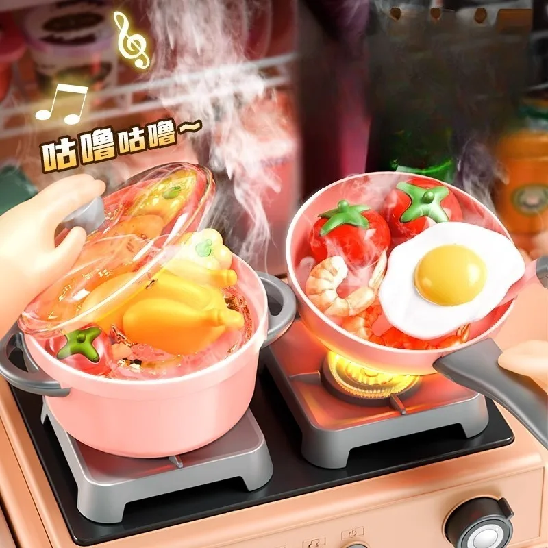 ألعاب المطبخ التظاهرية للفتيات مجموعة ألعاب محاكاة العمل بالبخار مع رذاذ الماء الصوتي والبصري ألعاب تعليمية لمرحلة ما قبل المدرسة