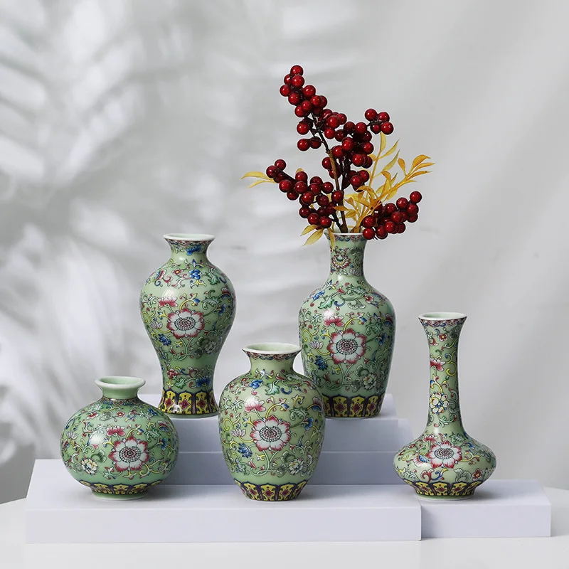 Blue and White Porcelain Art Chinese Style Enamel Colored Ceramic Vases Office Crafts Creative and Minimalist Home Decorations
