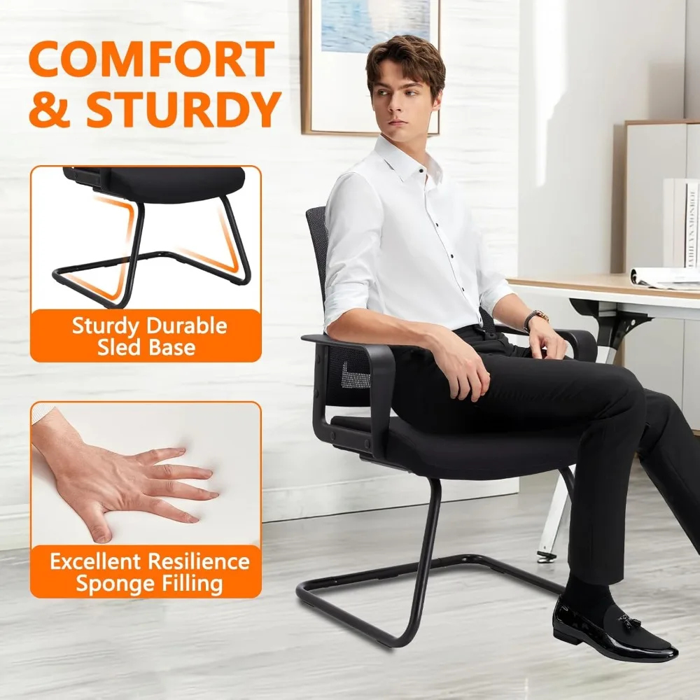 Mesh Back Lumbar Support Guest Chair for Office Reception and Conference Spaces