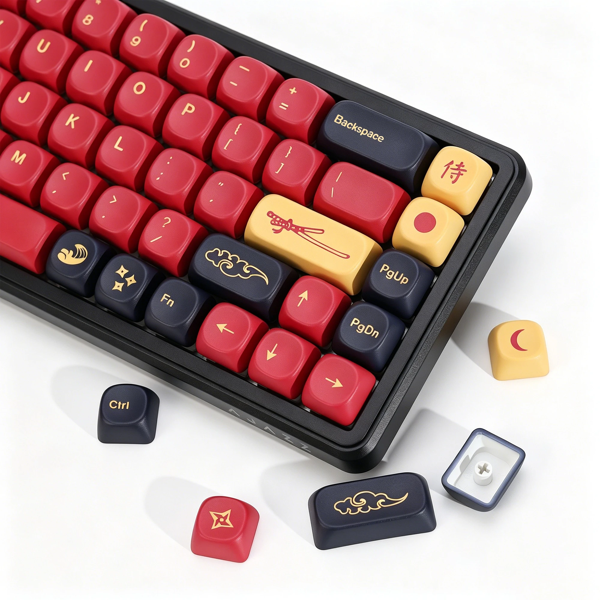 KBDiy 131Keys GMK Red Samurai Keycaps PBT KOA Profile Korean Keycap For Mechanical Keyboard Key Caps Custom MX Switch 75% 61 60