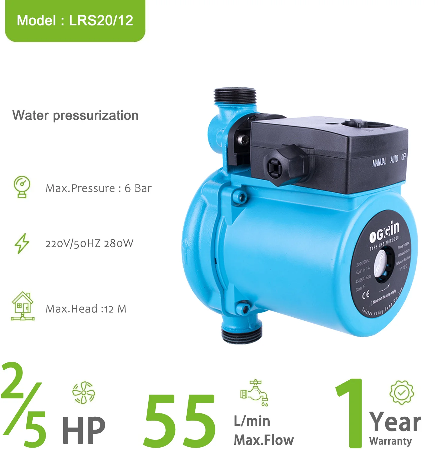 Automatic Water Pressure Booster Pump for Family Homes Shielding Circulation Pump