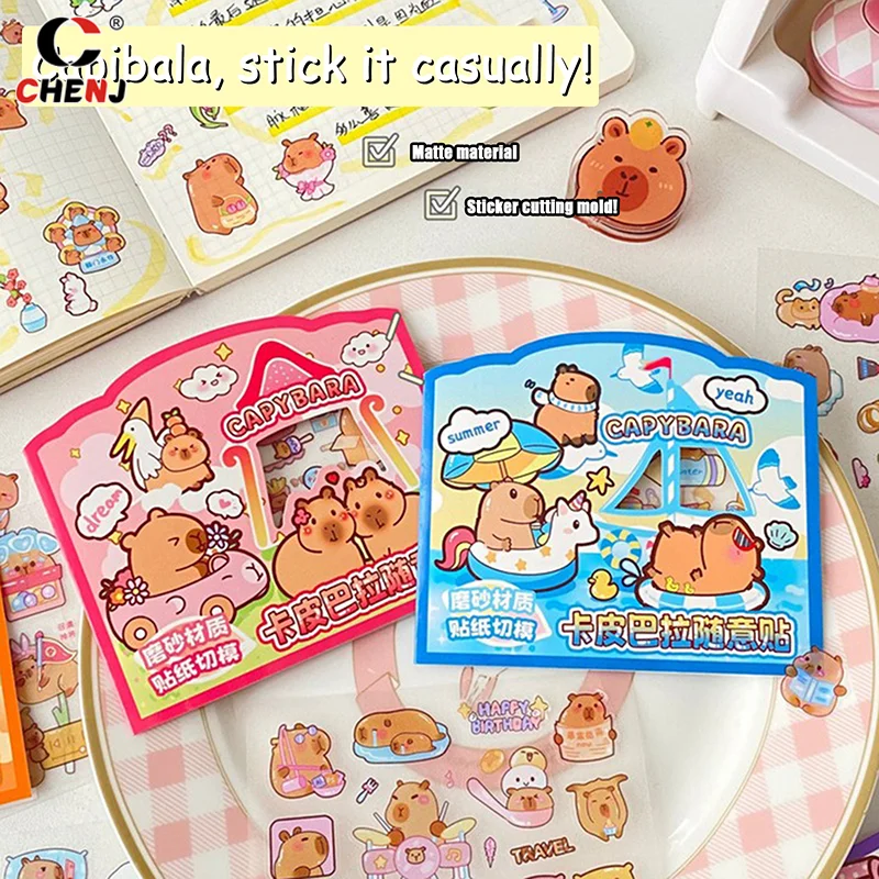 3Sheets Transparent Kawaii Anime Capybara Sticker Cartoon Waterproof Capybara DIY Handbook Decoration Children Stickers Gifts