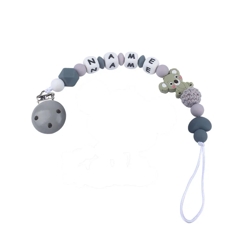 DIY Silicone Baby Pacifier Clip Personalised Name Colorful Pacifier Chain Teething BPA Free Silicone Abacus Dummy