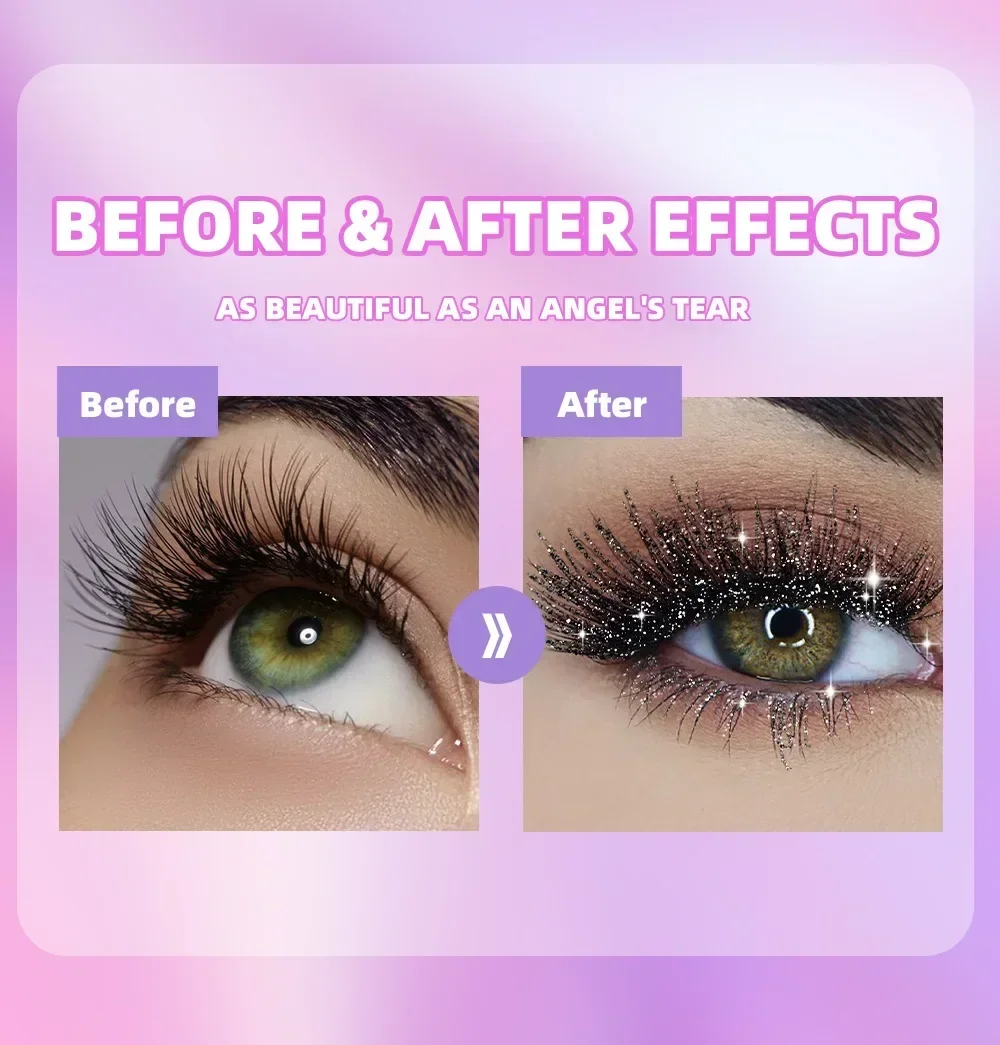 Sliver Gold Purple Diamond Glitter Mascara Quick Dry Long Lasting Waterproof Curling Thick Shiny Eyelash Sexy Mascara Makeup