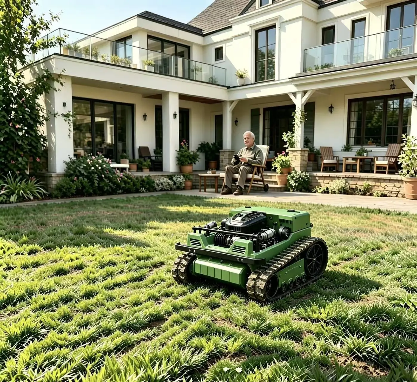 

User-friendly 500mm Remote control lawn mower with adjustable cutting height ideal for gardens and lawns.