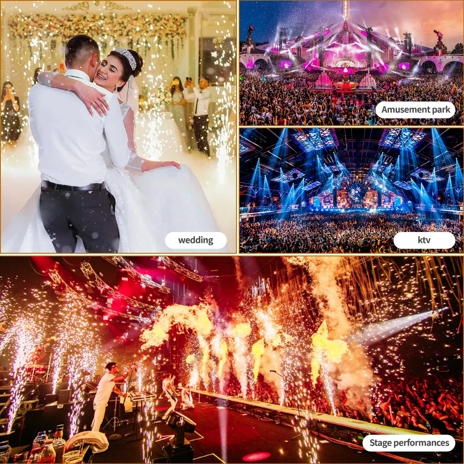 Party Stage Cold Spark 850W Wedding Special Effect Electronic Fountain Sparkler Machine With DMX512/Remote Control