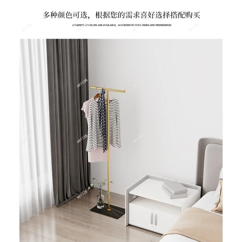 Simple Floor Standing Coat Rack Pole Type Sturdy Clothes Hanger for Bedroom Home Use