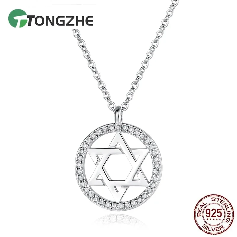 

TONGZHE Jewish Magen Star of David 925 Sterling Silver Necklace Women Men Hanukkah Pendants Israel Judaica Hebrew Jewelry