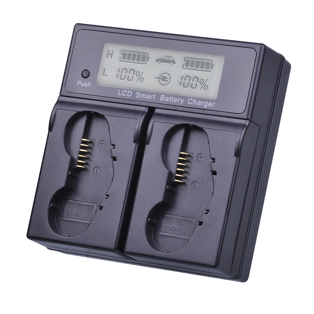 2x Batteria EN-EL18 E Doppio Caricabatterie LCD Per Nikon D4, D5, D6, Z9, D850, MB-D17, MB-D18 | 3500mAh 10,8V