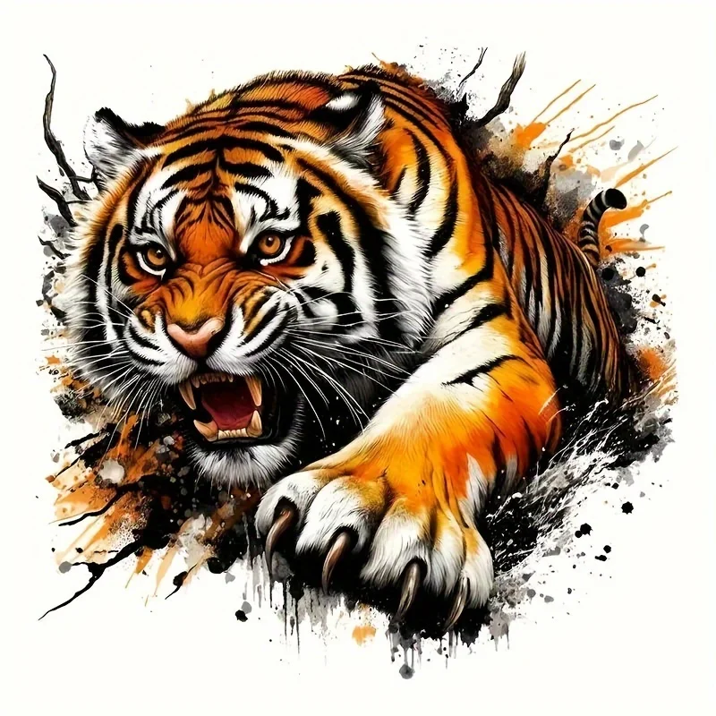 Cool Aggressive Tiger Vinyl Sticker, Waterproof Decal for Motorcycles, Cars, Laptops, Walls, Windows & Bumpers