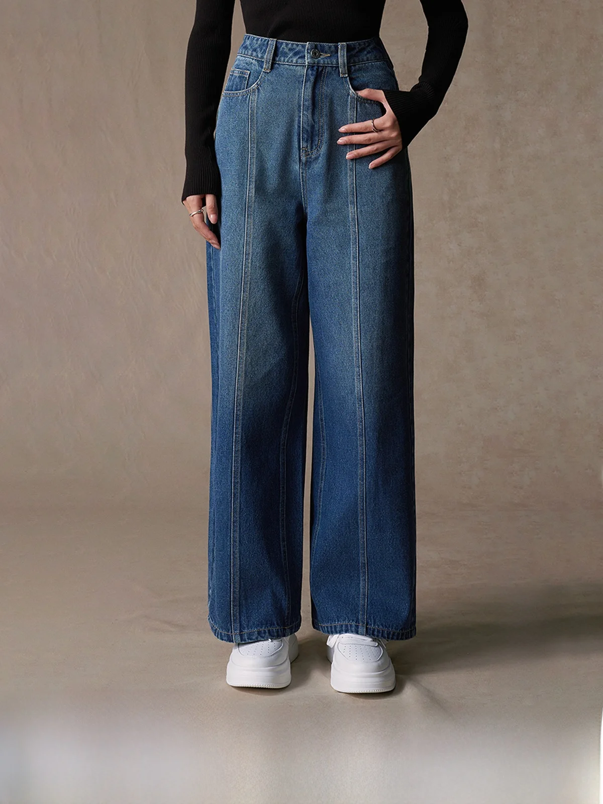 

Прямые джинсы с высокой талией, повседневные длинные брюки, футболка, размерная структура, носимые на все сезоны, бренд O.serendipi