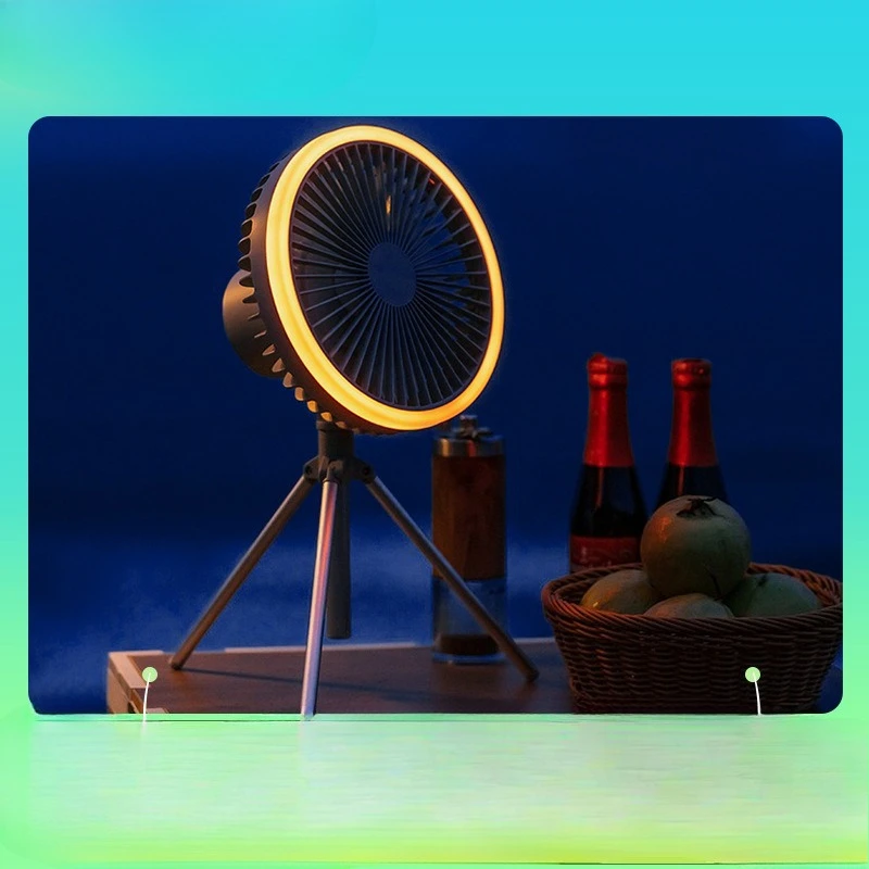 

Вентилятор для кемпинга, штатив, настольный вентилятор, многофункциональный уличный красочный ночник, беспроводная зарядка через USB