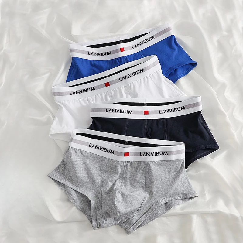 

Men's Boxers Underwear U Convex Pouch Panties Low Waist Cotton Boxer Solid Color Breathable Large Size Underpants Knickers