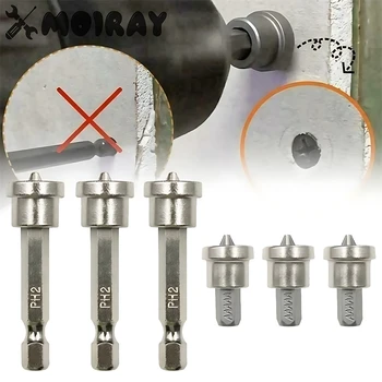 PH2 마른 벽에서 나온 스크루 드라이버 비트 짧은 깊이 정지 석고 보드 6.35mm 1-2-5pcs 생크 정지 나사 목공 석고 보드 로케이터