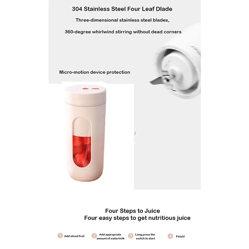 Juicer listrik portabel, USB tanpa kabel pengisian Blender Mini ekstraktor buah mesin pembuat jus 300ML