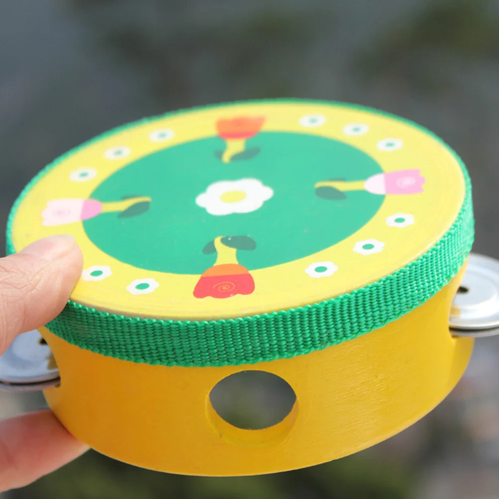 

Kids H Drum 10 CM Tambourine Educational Toys Bamboo Instrument Cartoon Pattern Safe Food Grade Dye H Coordination Musical Toy