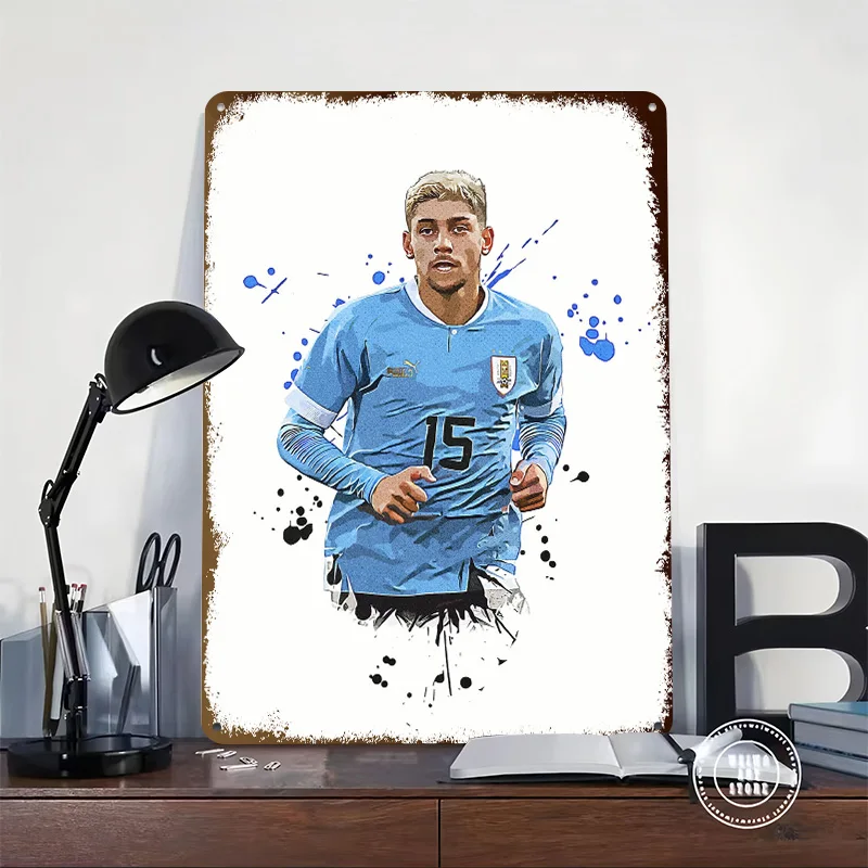 Federico Valverde Uruguay 3D Texture Metal Poster Customized Wall Art Tin Sign Gift for Mancave Modern Home Decoration Gaming