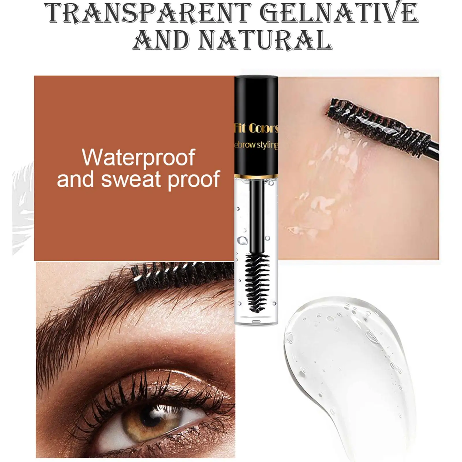 Gel modellante per sopracciglia trasparente Gel modellante per sopracciglia impermeabile Gel per styling per sopracciglia 3D naturale a lunga durata