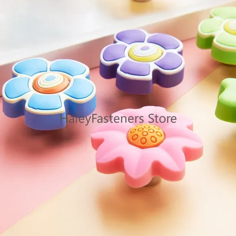 Creative Cartoon Environmental Protection Silicone Children's Room Door Handle Flower Drawer Shoe Cabinet Knob Handle
