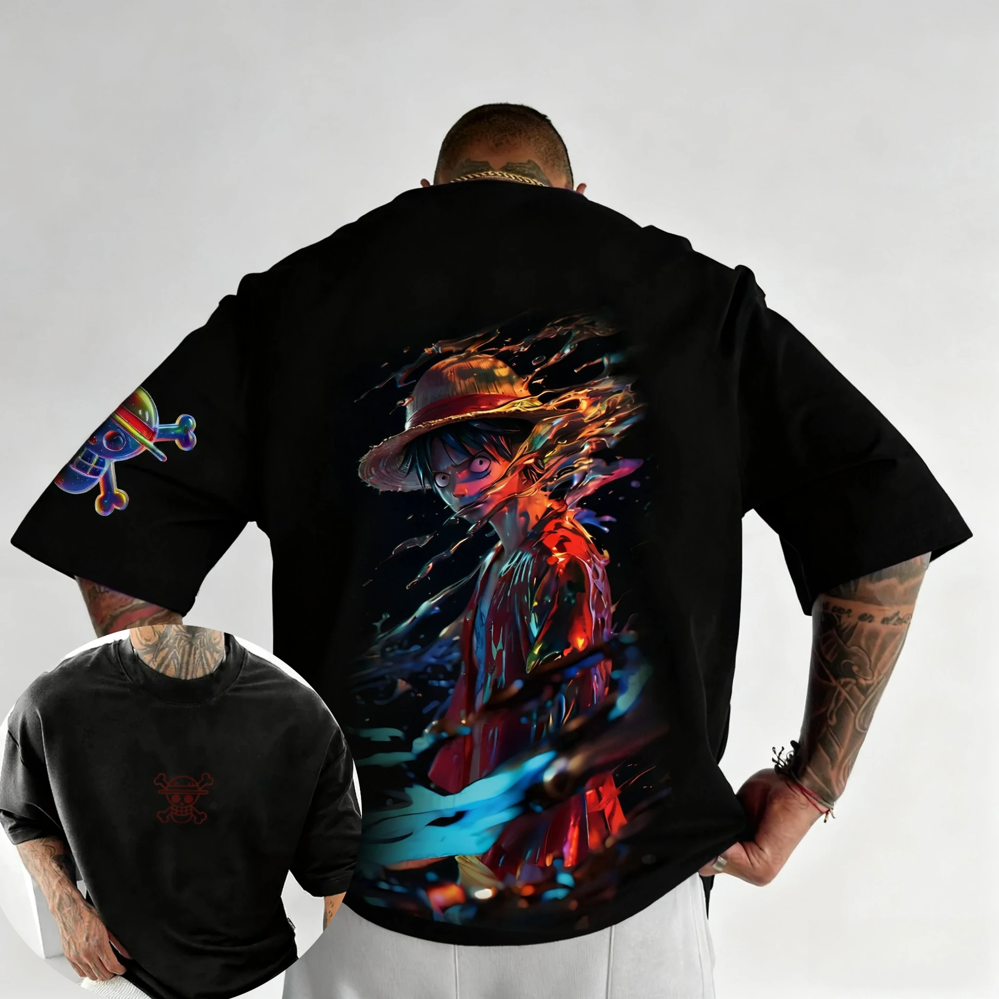 

Men's Women Anime One Piece Luffy T-shirt High Quality Cotton Short Sleeve Classic Stylish Casual Streetwear Oversized